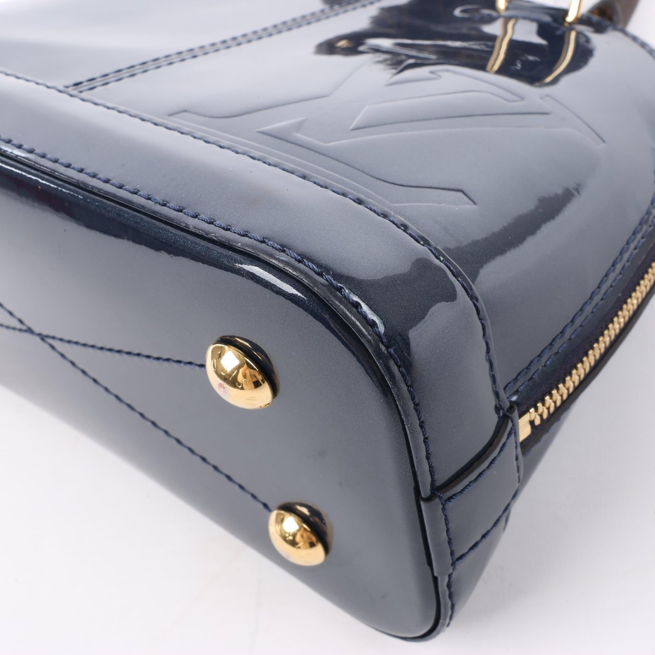 Louis Vuitton Louis Vuitton Alma BB Monogram Canvas and Vernis Leather Handbag in Navy M54705 Navy