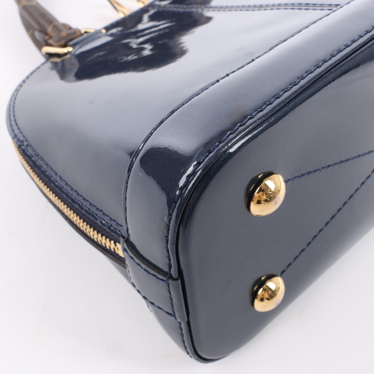 Louis Vuitton Louis Vuitton Alma BB Monogram Canvas and Vernis Leather Handbag in Navy M54705 Navy