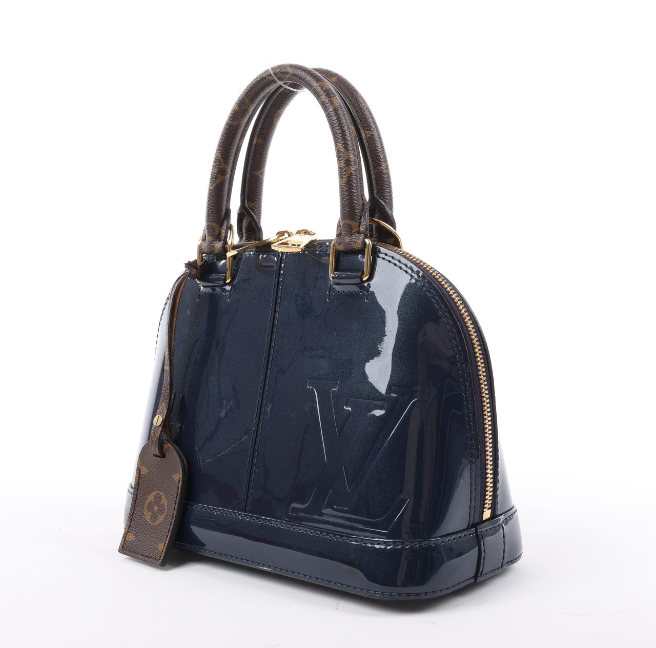 Louis Vuitton Louis Vuitton Alma BB Monogram Canvas and Vernis Leather Handbag in Navy M54705 Navy