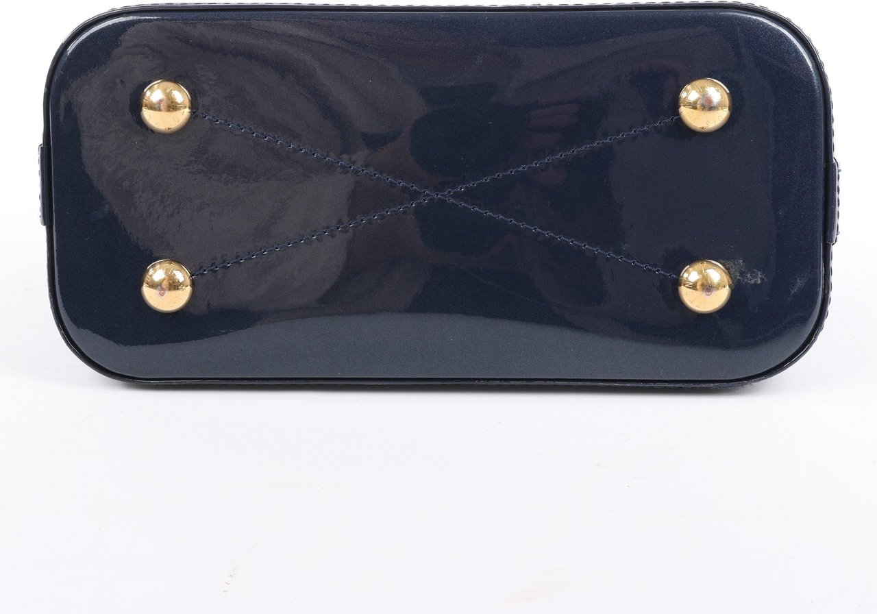 Louis Vuitton Louis Vuitton Alma BB Monogram Canvas and Vernis Leather Handbag in Navy M54705 Navy