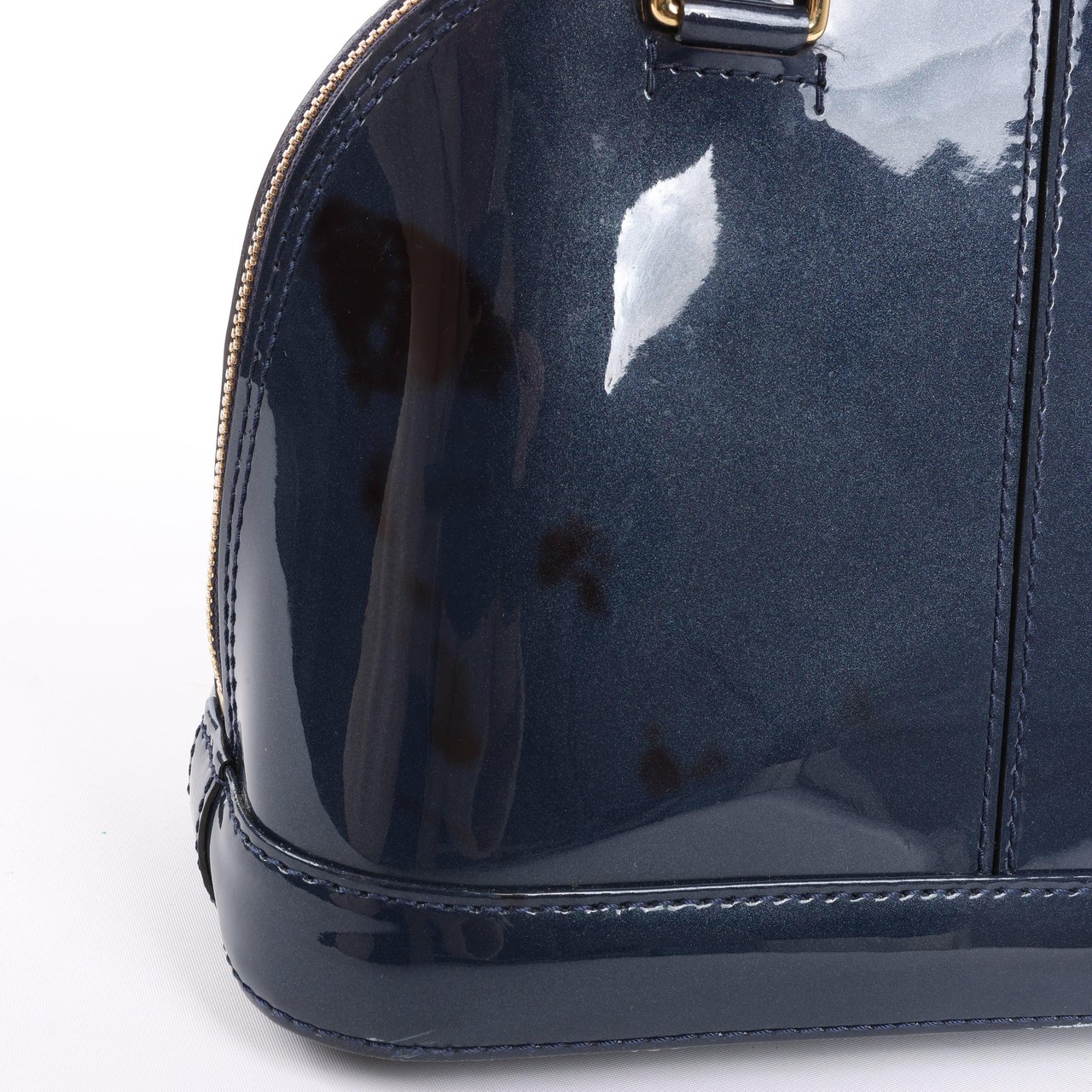 Louis Vuitton Louis Vuitton Alma BB Monogram Canvas and Vernis Leather Handbag in Navy M54705 Navy