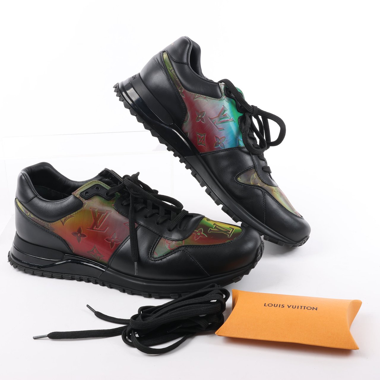 Louis Vuitton Louis Vuitton Runaway Line 20 years Monogram Rainbow Leather x Fabric Sneakers in Black x Multicolor GO0230, Size 45 EU Divers