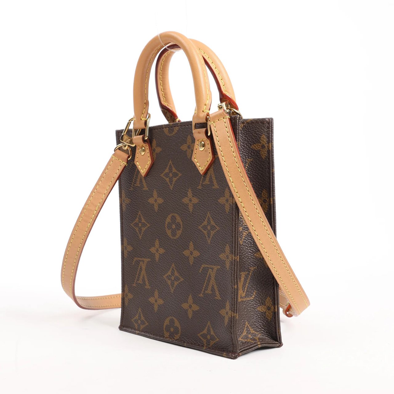 Louis Vuitton Louis Vuitton Sac Plat Petit Monogram Canvas 2Way Handbag in Brown M69442 Bruin