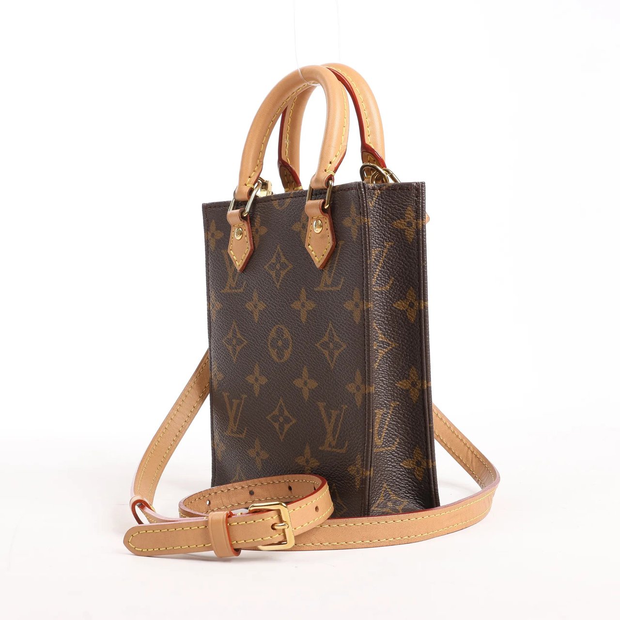 Louis Vuitton Louis Vuitton Sac Plat Petit Monogram Canvas 2Way Handbag in Brown M69442 Bruin