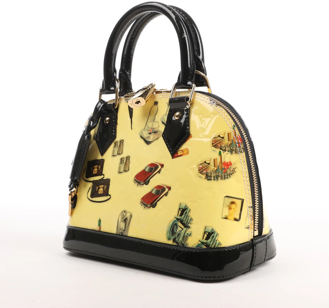 Louis Vuitton Louis Vuitton Alma BB Vernis Nicolas Squiere Handbag in Yellow x Black M50419 Roze