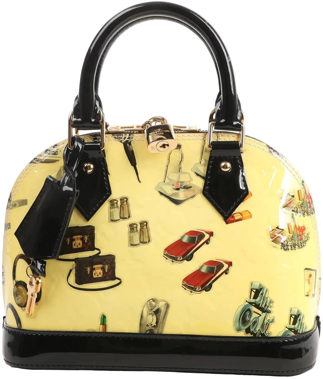 Louis Vuitton Louis Vuitton Alma BB Vernis Nicolas Squiere Handbag in Yellow x Black M50419 Roze