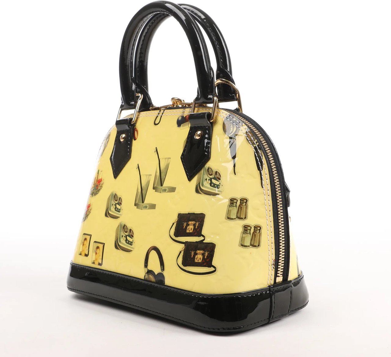Louis Vuitton Louis Vuitton Alma BB Vernis Nicolas Squiere Handbag in Yellow x Black M50419 Roze