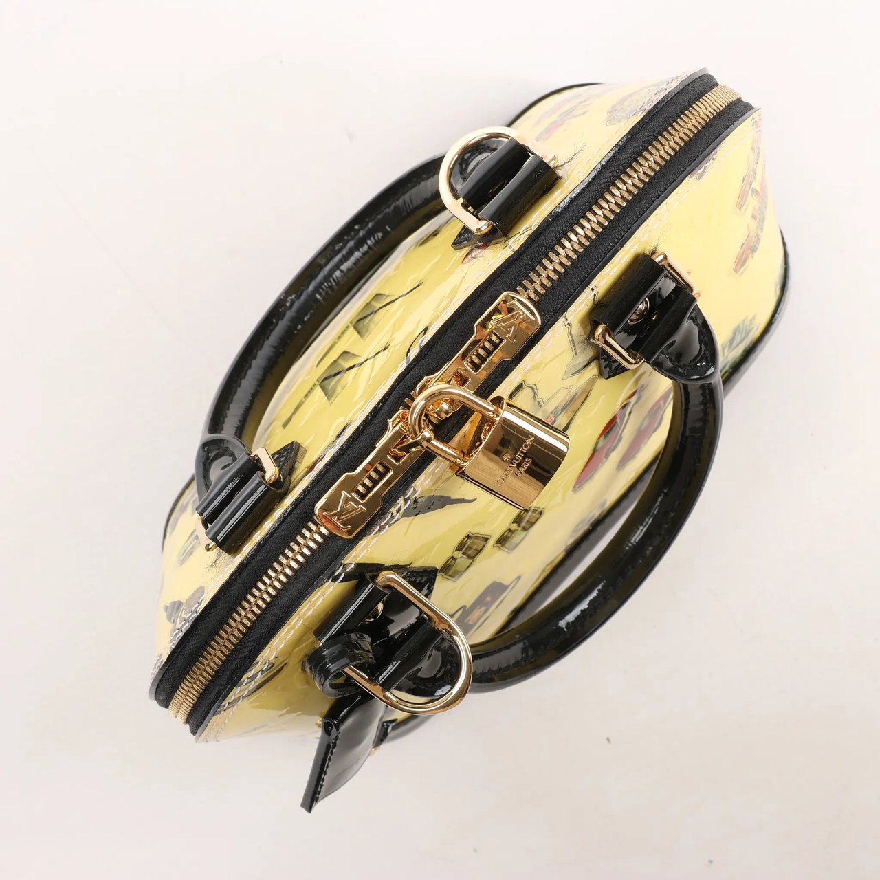 Louis Vuitton Louis Vuitton Alma BB Vernis Nicolas Squiere Handbag in Yellow x Black M50419 Roze