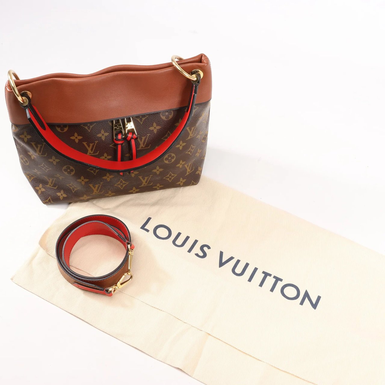 Louis Vuitton Louis Vuitton Monogram Tuileries Besace 2Way Handbag in Brown x Red M43157 Divers