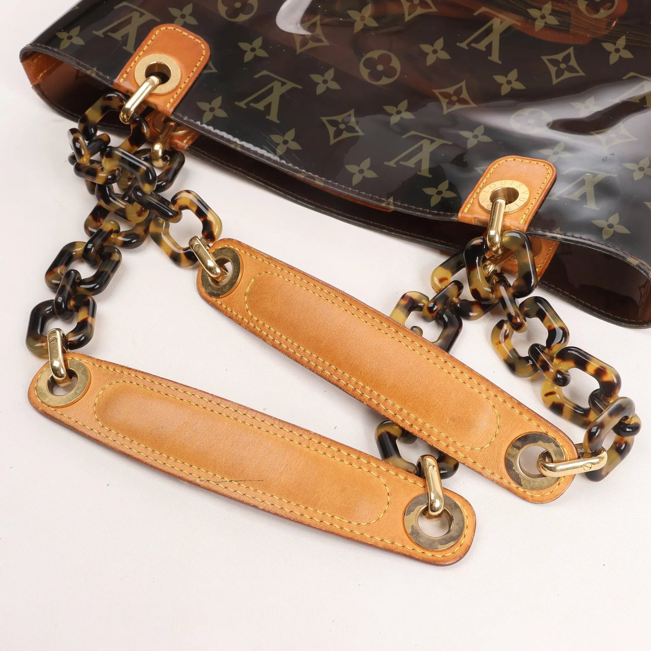 Louis Vuitton Louis Vuitton Ambre MM Vinyl Cabas Monogram Shoulder Bag in Brown M92501 Bruin