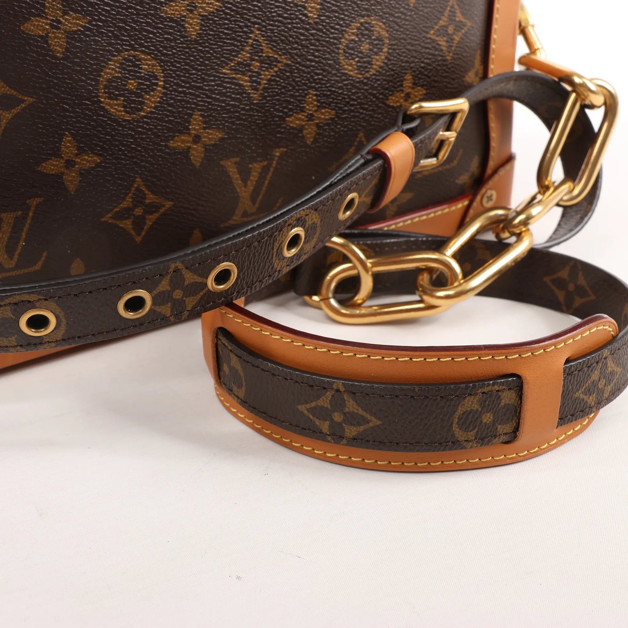 Louis Vuitton Louis Vuitton Soft Trunk Monogram Canvas Crossbody Bag in Brown M44660 Bruin