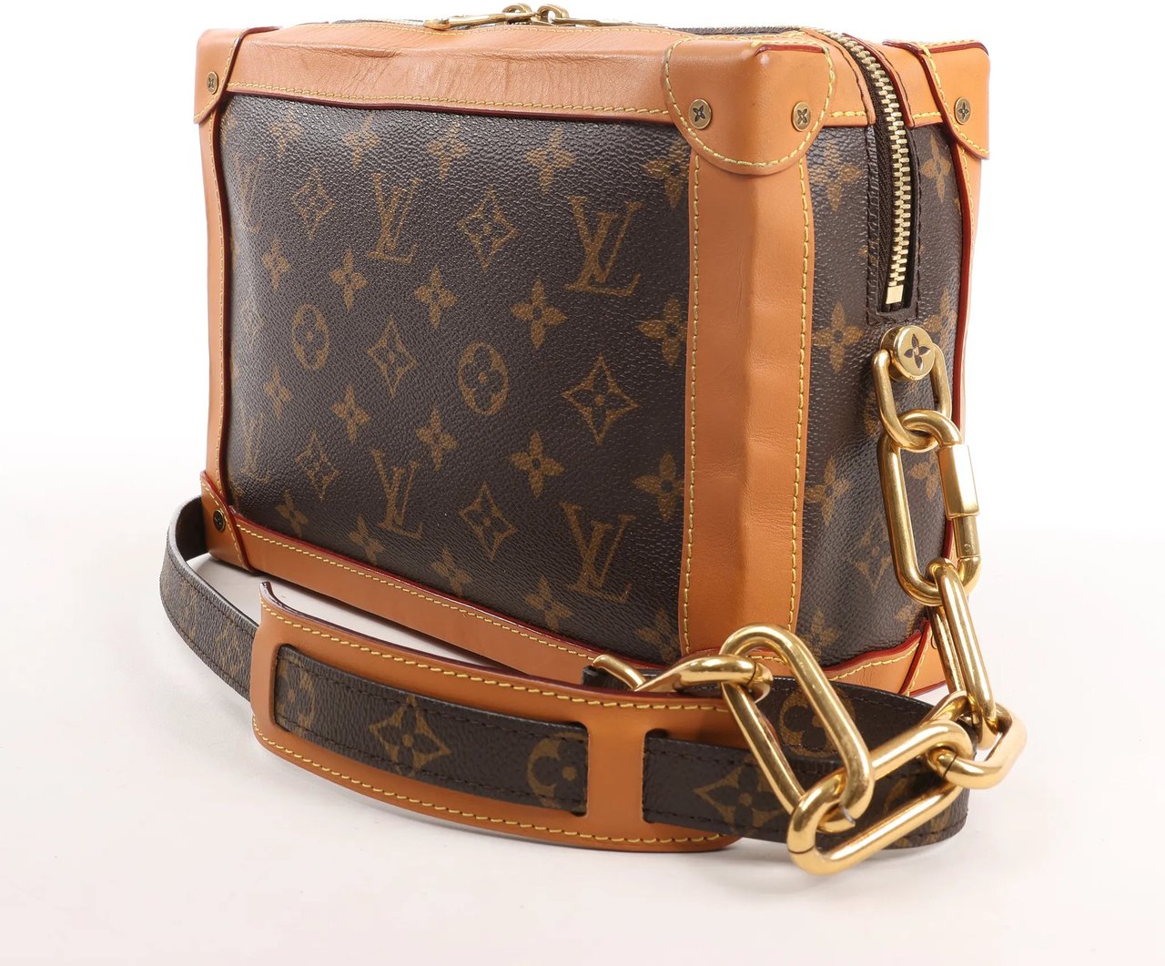 Louis Vuitton Louis Vuitton Soft Trunk Monogram Canvas Crossbody Bag in Brown M44660 Bruin