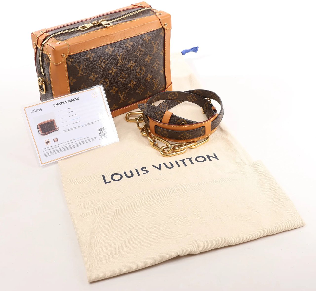 Louis Vuitton Louis Vuitton Soft Trunk Monogram Canvas Crossbody Bag in Brown M44660 Bruin