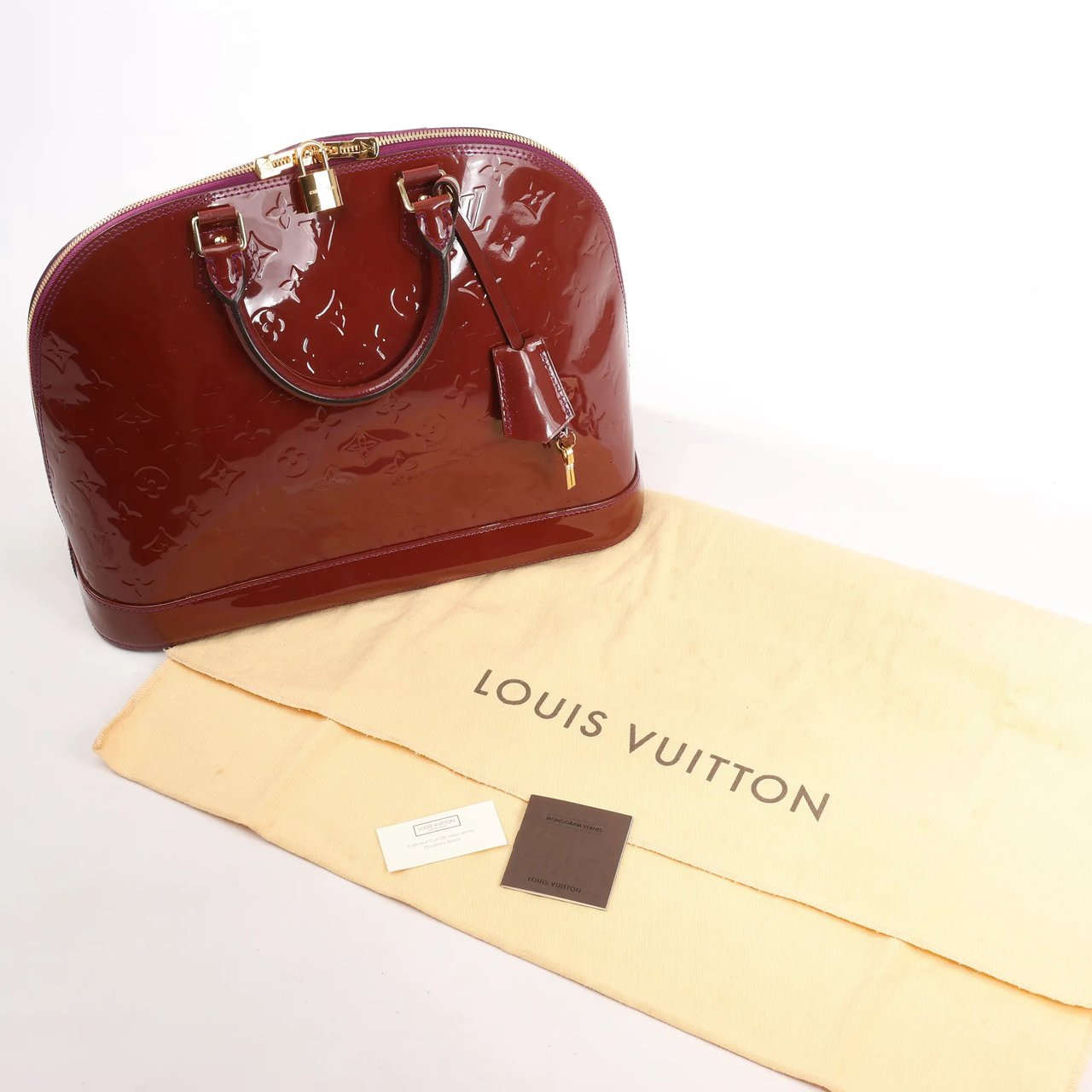 Louis Vuitton Louis Vuitton Alma GM Vernis Handbag in Burgundy M93594 Maroon