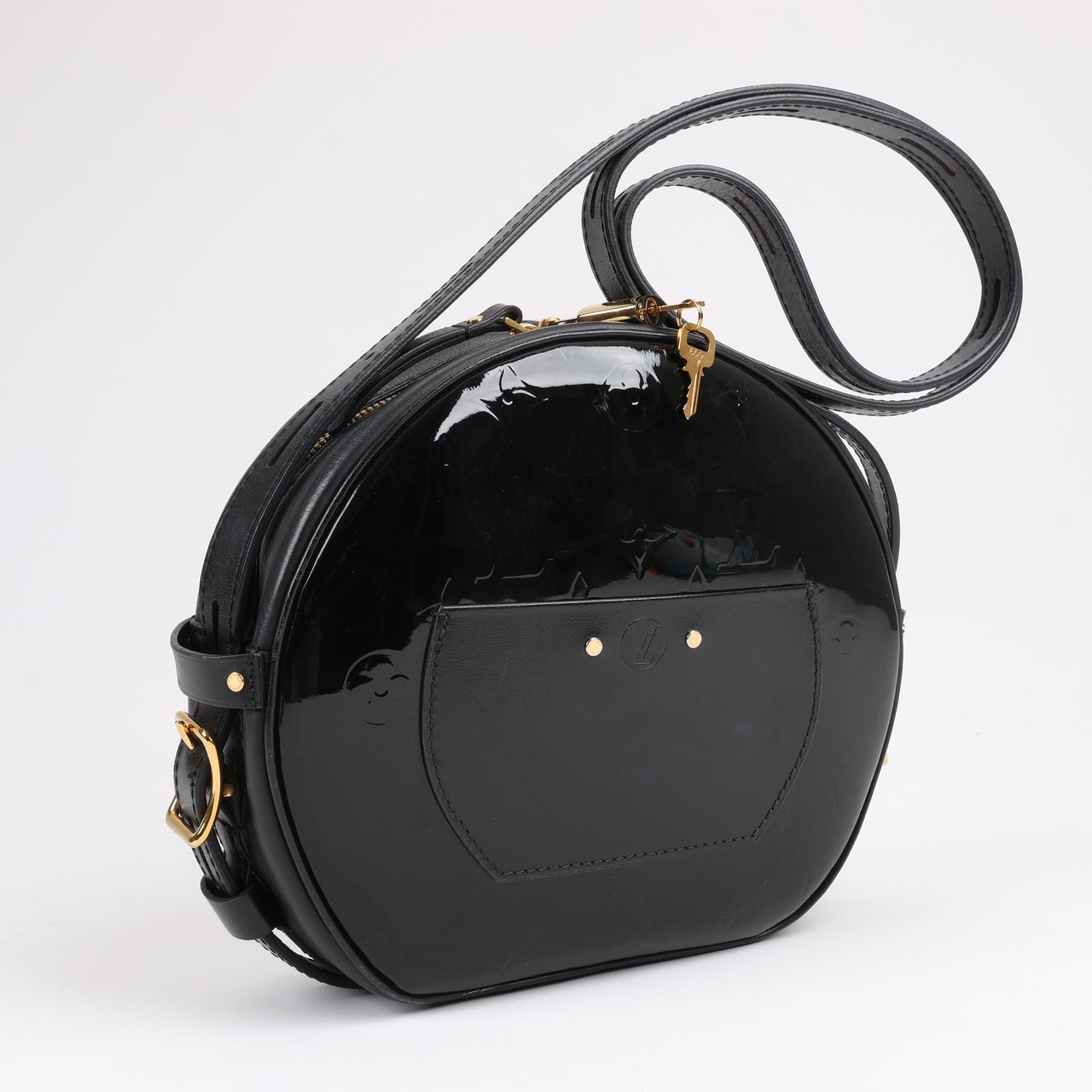 Louis Vuitton Louis Vuitton Boite Chapeau Souple Vernis Leather Crossbody Bag in Black M53999 Zwart