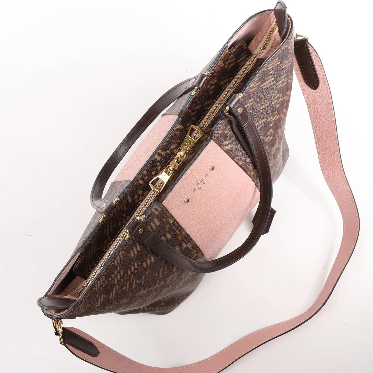 Louis Vuitton Louis Vuitton Jersey Damier x Leather 2Way Shoulder Bag in Brown x Pink N44041 Divers