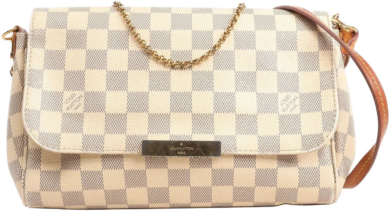 Louis Vuitton Louis Vuitton Favorite MM Damier Azur Shoulder Bag in Beige N41275 Beige