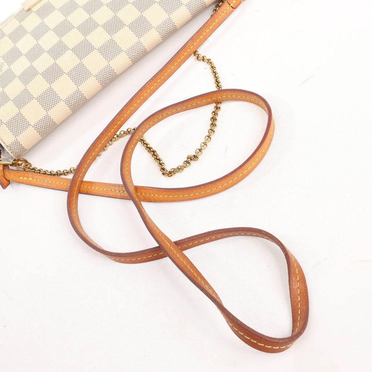Louis Vuitton Louis Vuitton Favorite MM Damier Azur Shoulder Bag in Beige N41275 Beige