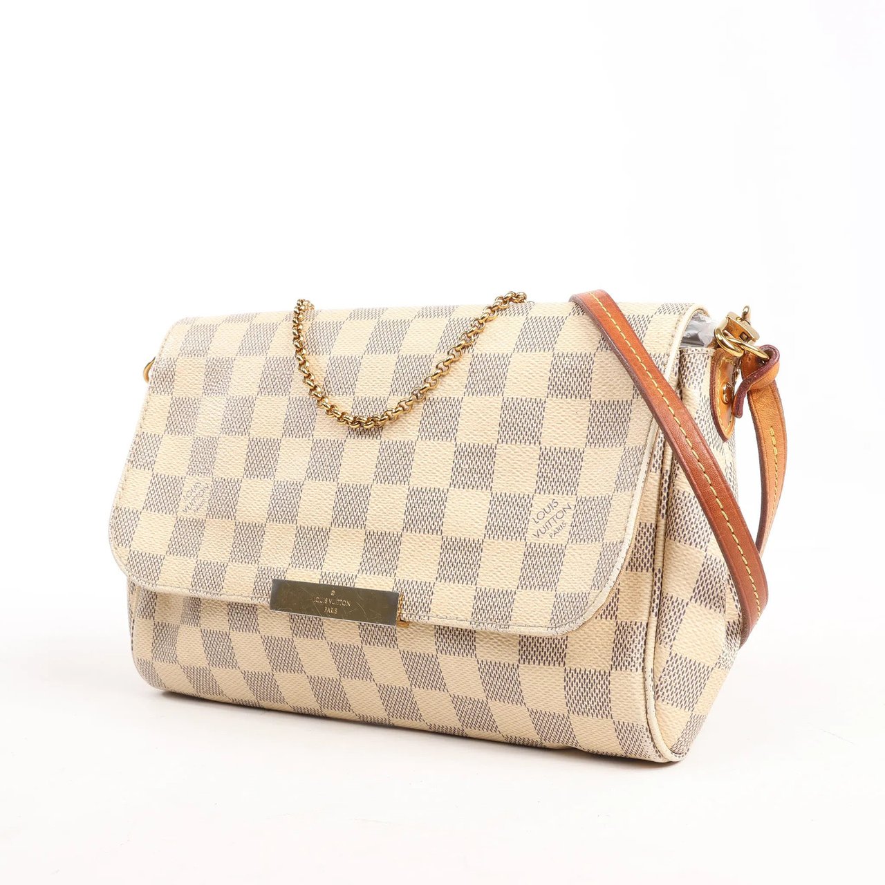 Louis Vuitton Louis Vuitton Favorite MM Damier Azur Shoulder Bag in Beige N41275 Beige