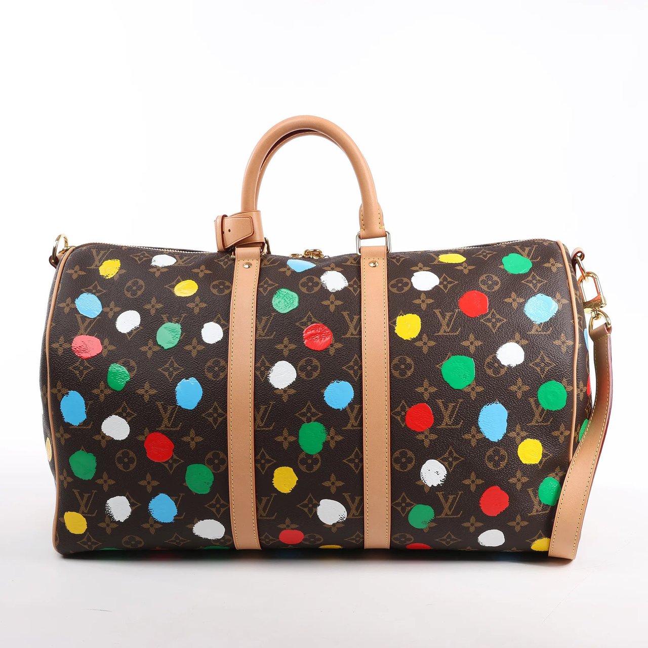 Louis Vuitton Louis Vuitton x Yayoi Kusama Monogram Keepall Bandouliere 45 Travel Bag M46377 Bruin