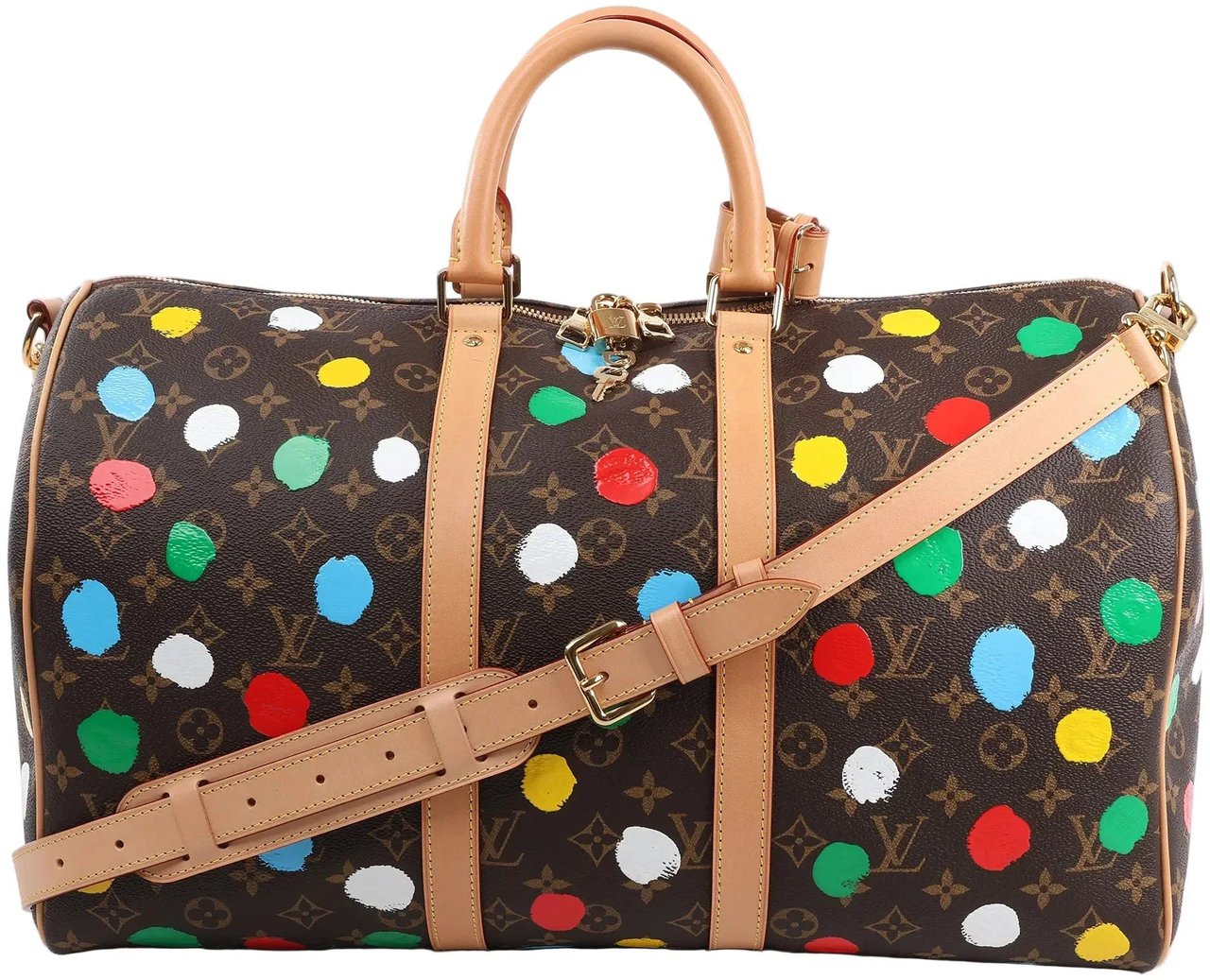 Louis Vuitton Louis Vuitton x Yayoi Kusama Monogram Keepall Bandouliere 45 Travel Bag M46377 Bruin