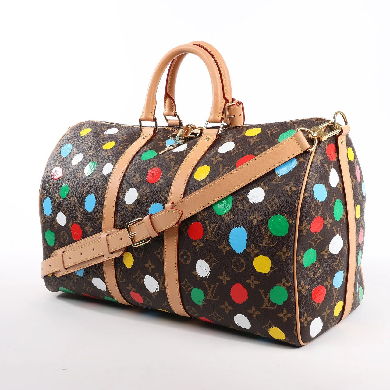 Louis Vuitton Louis Vuitton x Yayoi Kusama Monogram Keepall Bandouliere 45 Travel Bag M46377 Bruin