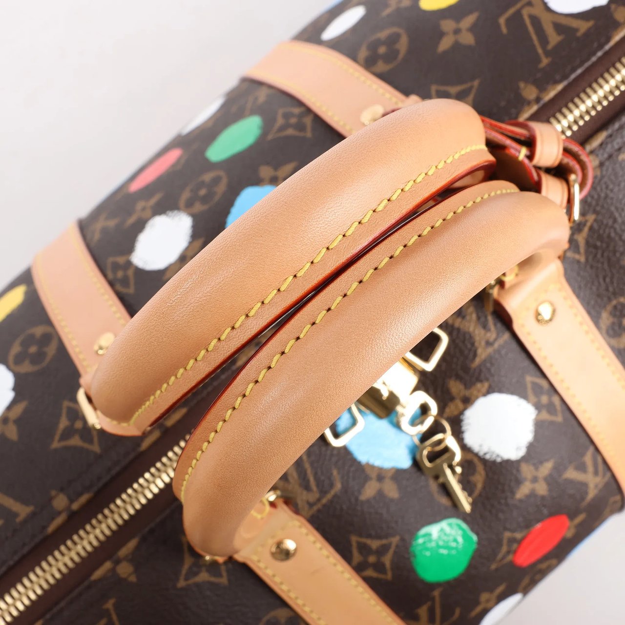 Louis Vuitton Louis Vuitton x Yayoi Kusama Monogram Keepall Bandouliere 45 Travel Bag M46377 Bruin