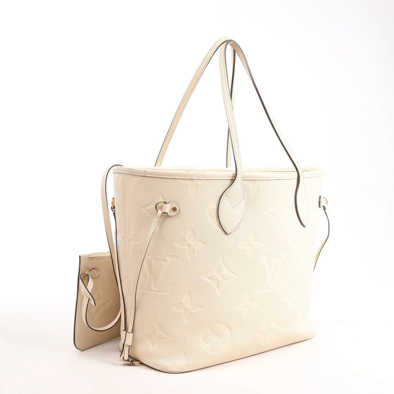 Louis Vuitton Louis Vuitton Neverfull MM Monogram Empreinte Shoulder Bag in White M46676 Divers