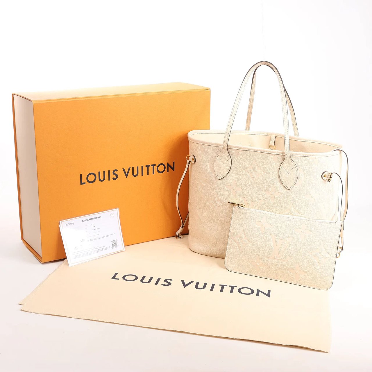 Louis Vuitton Louis Vuitton Neverfull MM Monogram Empreinte Shoulder Bag in White M46676 Divers