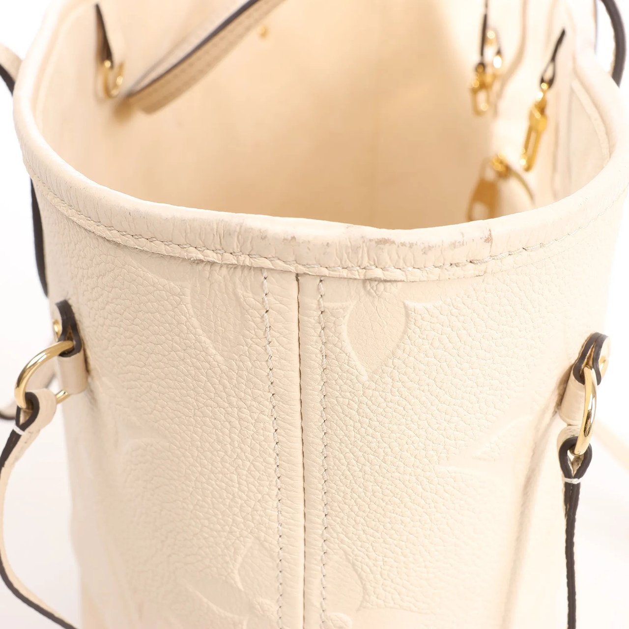 Louis Vuitton Louis Vuitton Neverfull MM Monogram Empreinte Shoulder Bag in White M46676 Divers