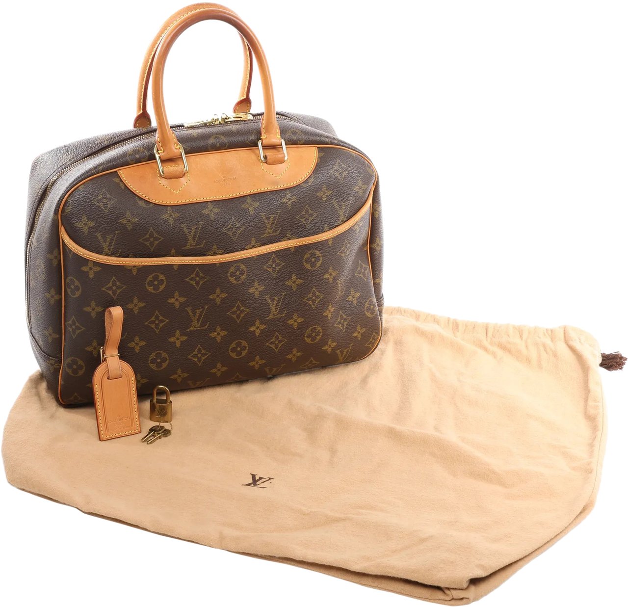 Louis Vuitton Louis Vuitton Deauville Monogram Canvas Handbag in Brown M47270 Bruin
