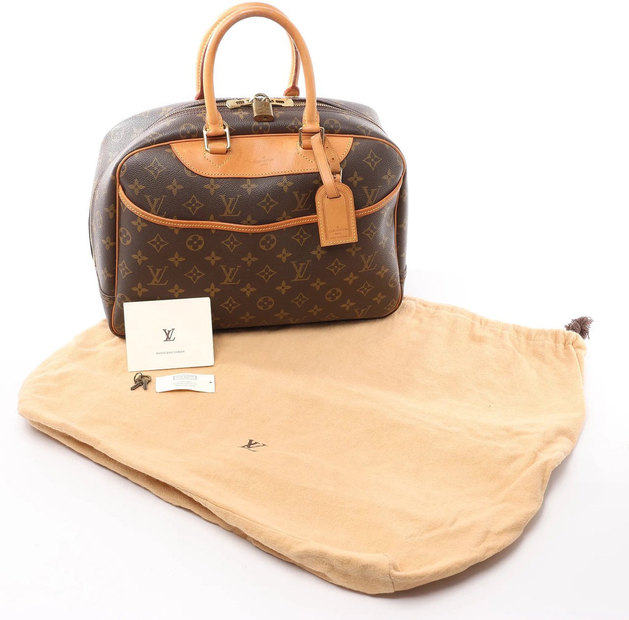 Louis Vuitton Louis Vuitton Deauville Monogram Canvas Handbag in Brown M47270 Bruin