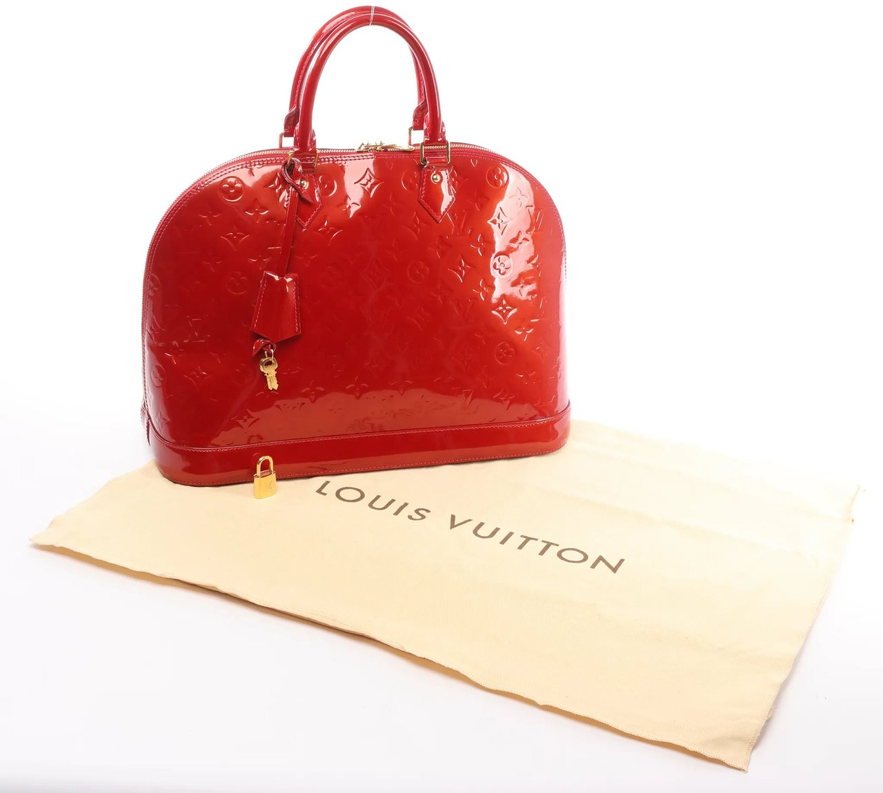 Louis Vuitton Louis Vuitton Alma GM Vernis Leather Handbag in Red M93596 Divers