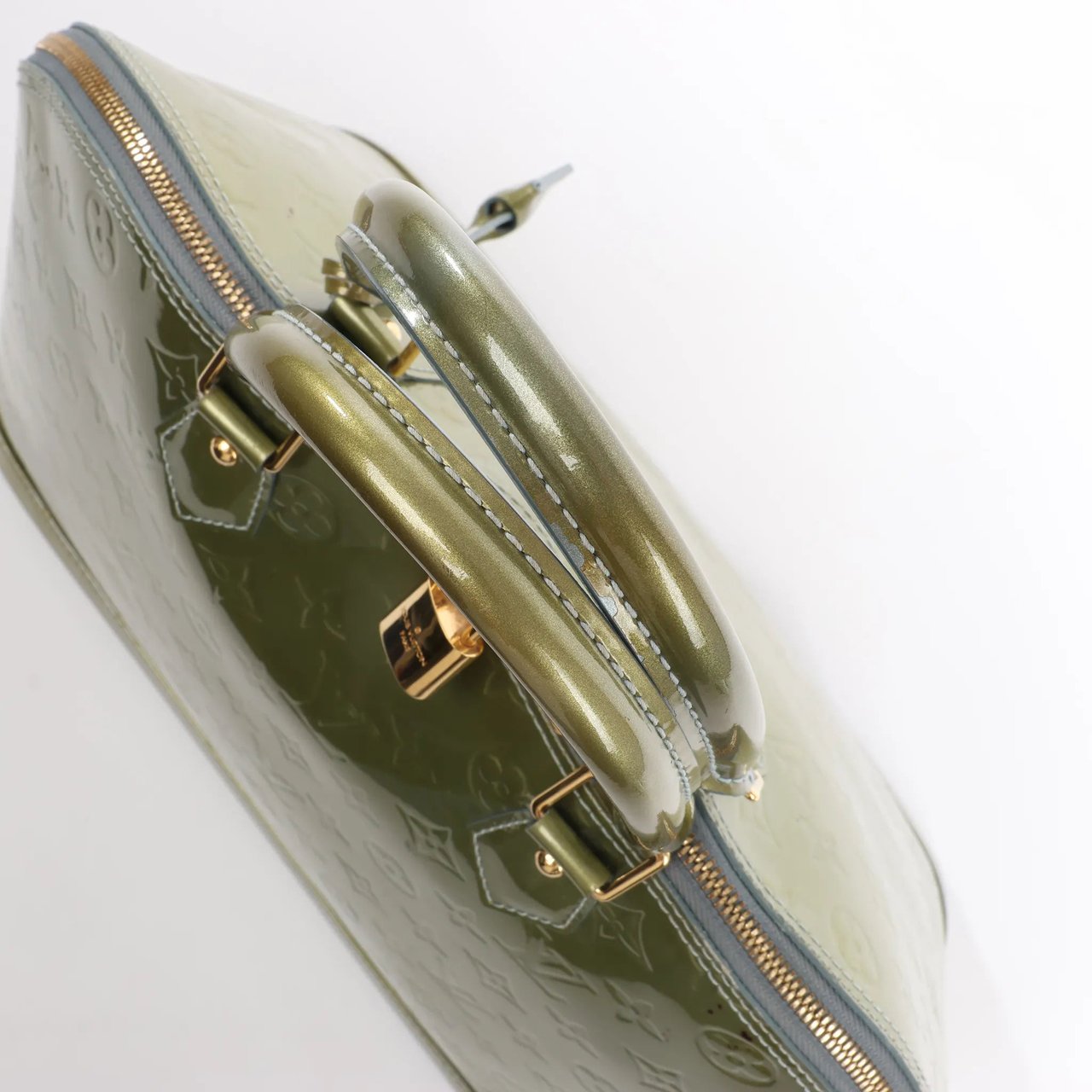 Louis Vuitton Louis Vuitton Alma GM Vernis Leather Handbag in Green M91558 Divers