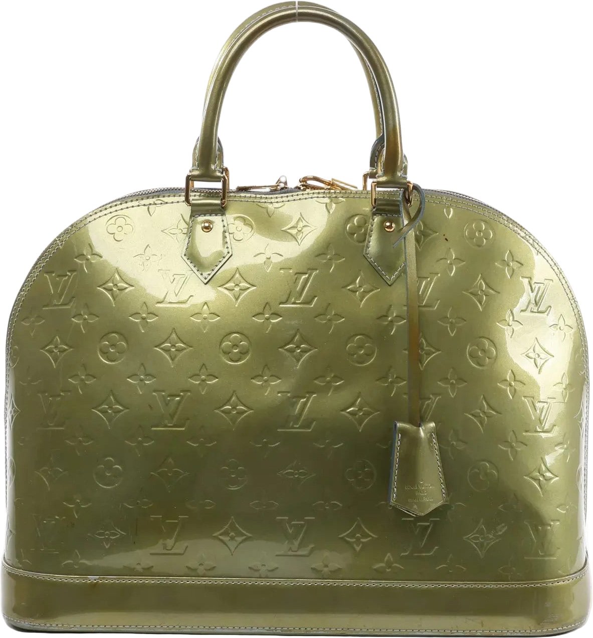 Louis Vuitton Louis Vuitton Alma GM Vernis Leather Handbag in Green M91558 Divers