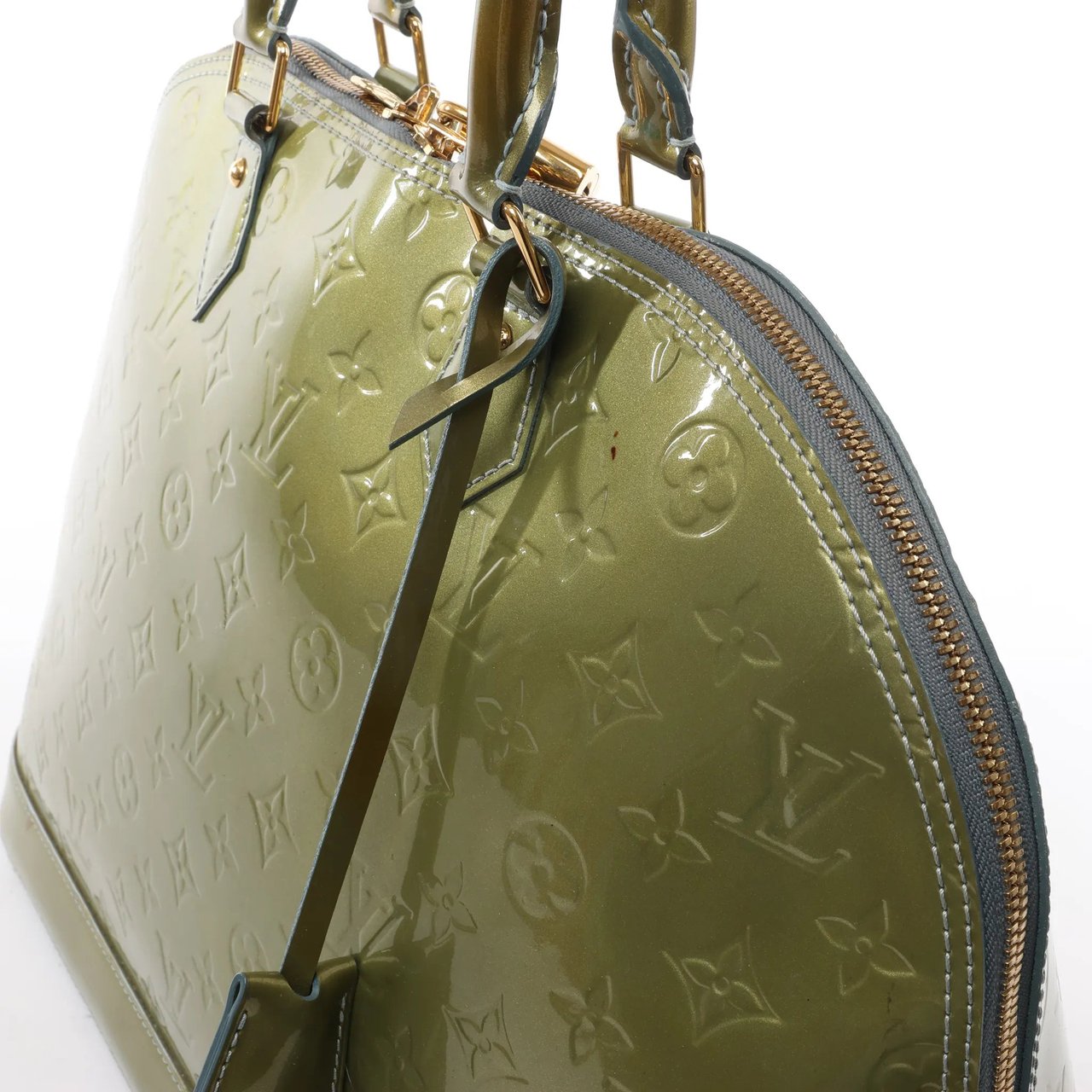 Louis Vuitton Louis Vuitton Alma GM Vernis Leather Handbag in Green M91558 Divers