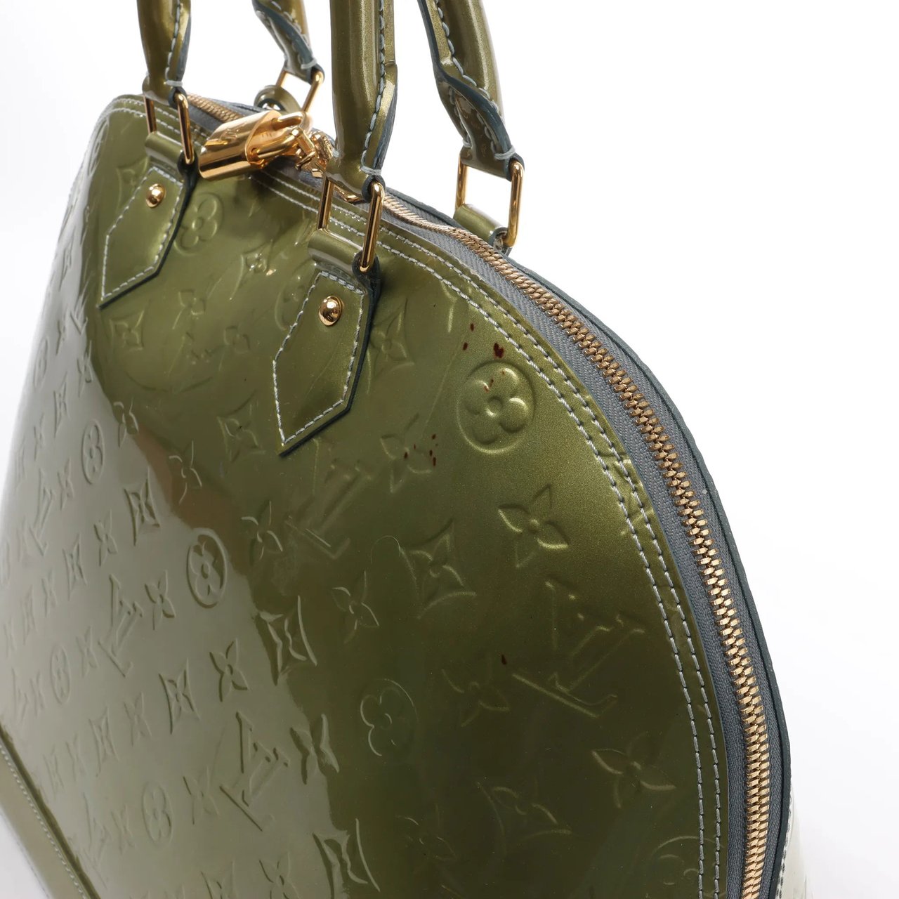 Louis Vuitton Louis Vuitton Alma GM Vernis Leather Handbag in Green M91558 Divers