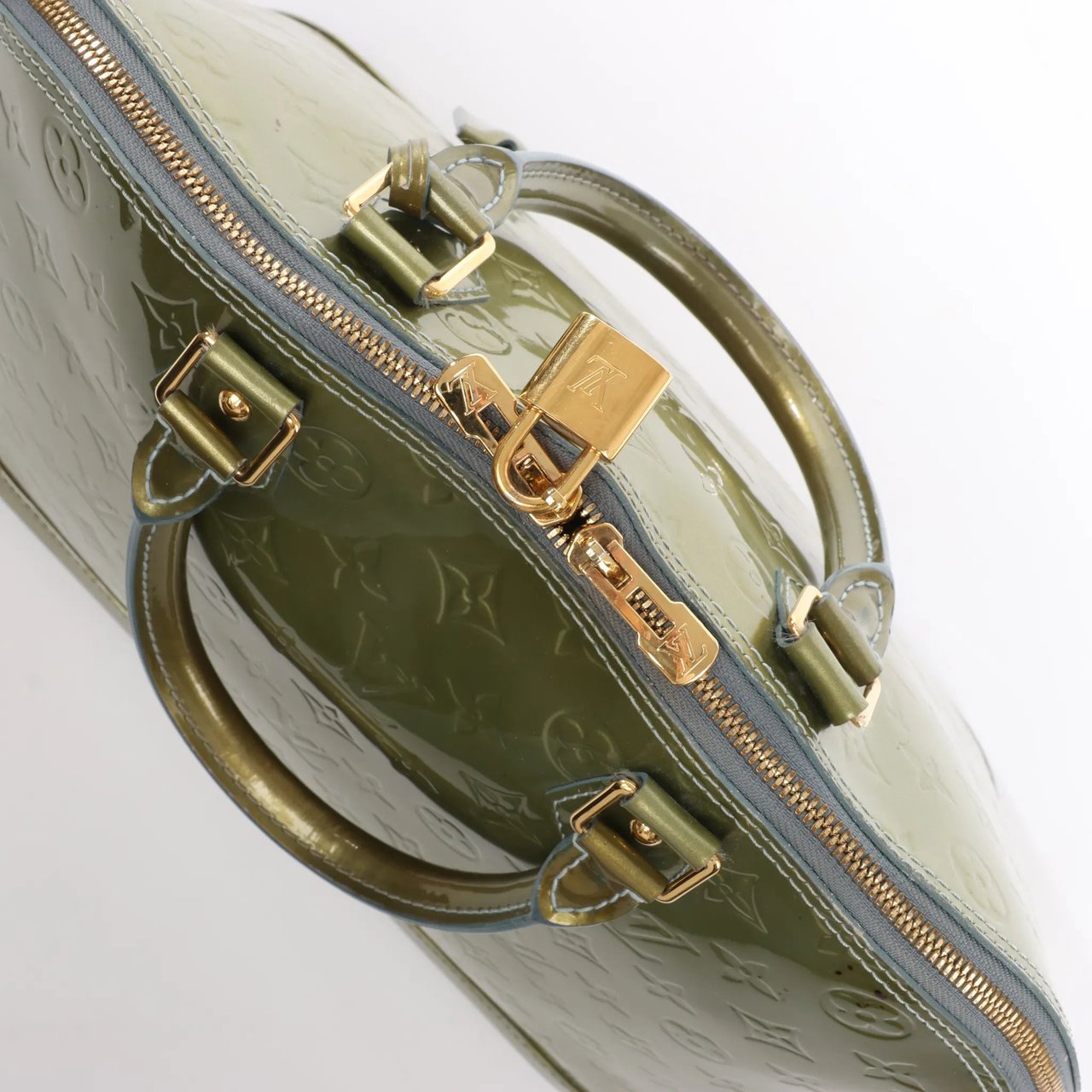 Louis Vuitton Louis Vuitton Alma GM Vernis Leather Handbag in Green M91558 Divers