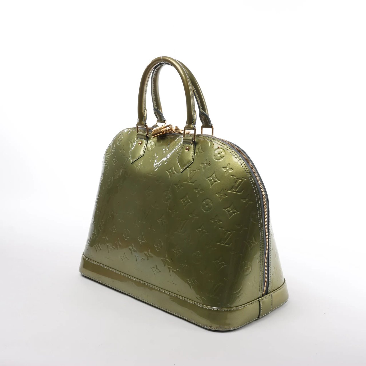 Louis Vuitton Louis Vuitton Alma GM Vernis Leather Handbag in Green M91558 Divers
