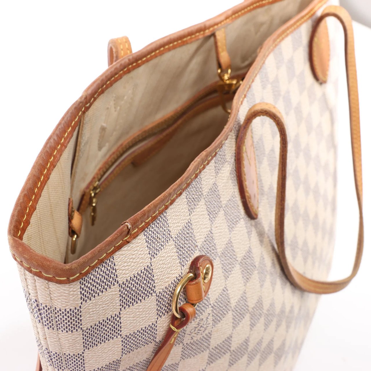 Louis Vuitton Louis Vuitton Neverfull MM Damier Azur Shoulder Bag in Beige N51107 Beige
