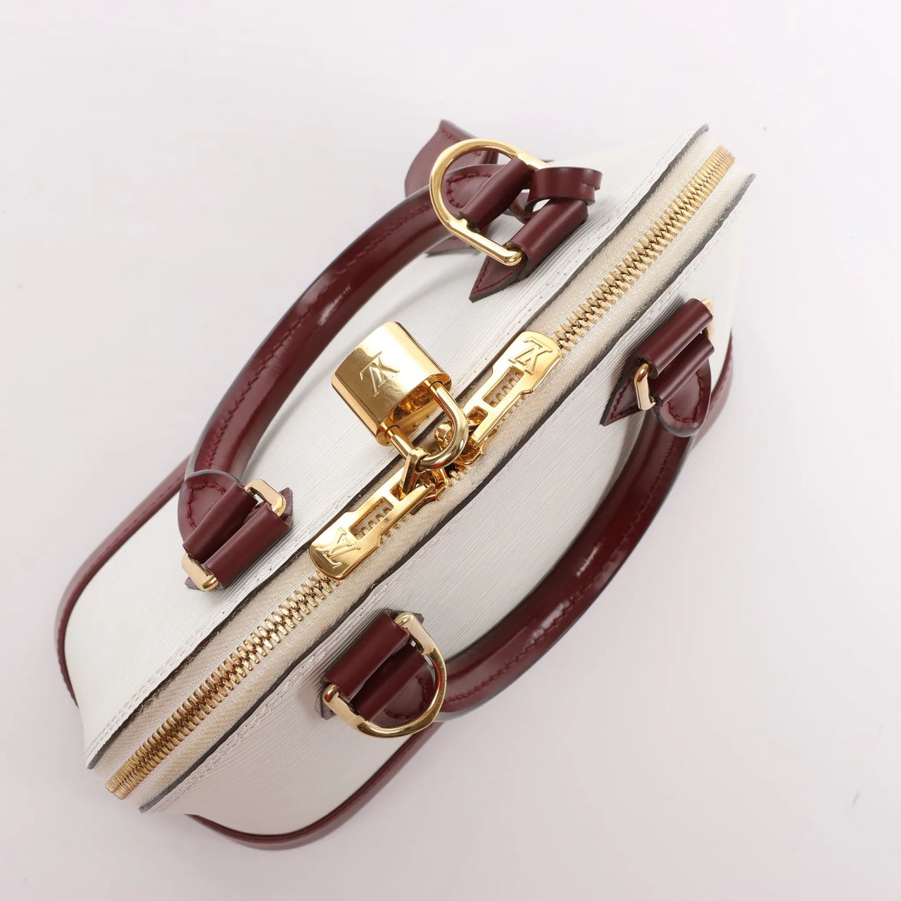 Louis Vuitton Louis Vuitton Alma BB Epi Leather 2Way Handbag in White x Burgundy M53589 Divers
