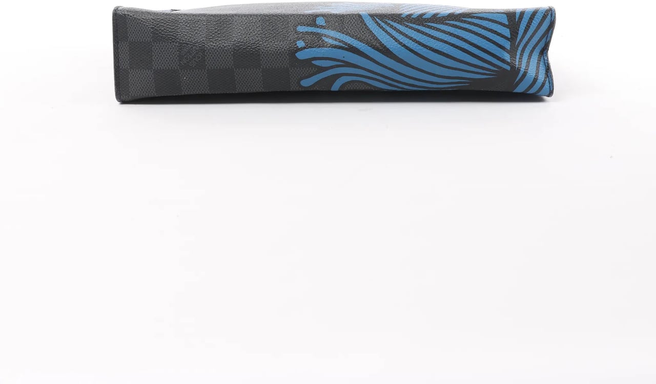 Louis Vuitton Louis Vuitton Pochette Voyage Damier Graphite Clutch in Black x Blue N62260 Blauw