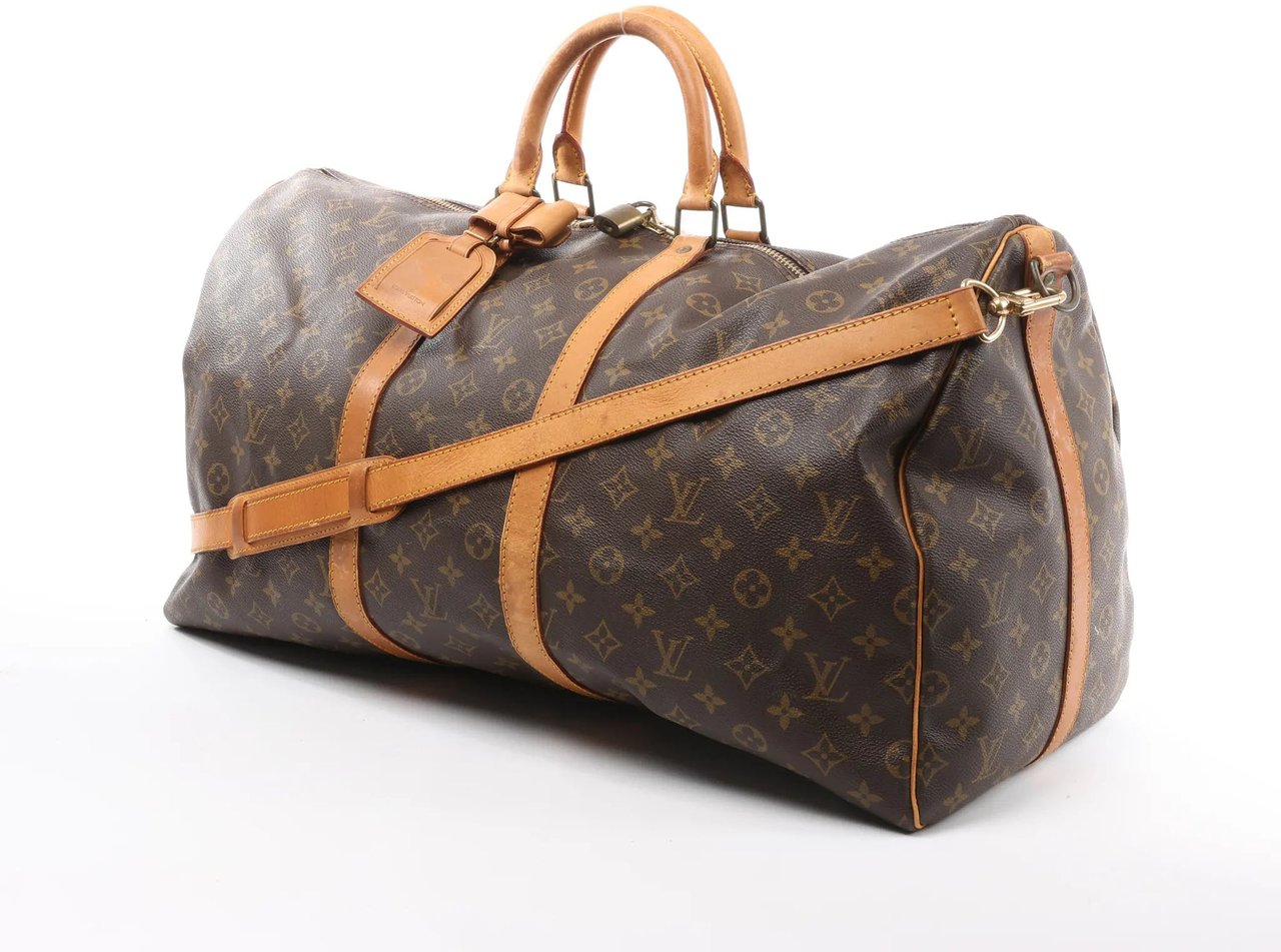 Louis Vuitton Louis Vuitton Keepall Bandoulière 55 Monogram Canvas Travel Bag in Brown M41414 Bruin