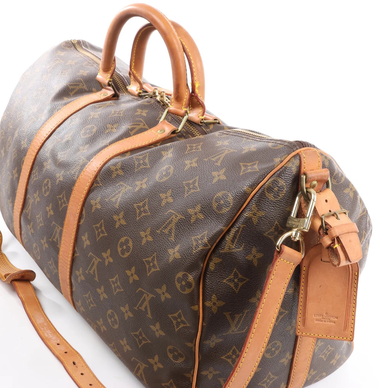 Louis Vuitton Louis Vuitton Keepall Bandoulière 50 Monogram Canvas Travel Bag in Brown M41416 Bruin