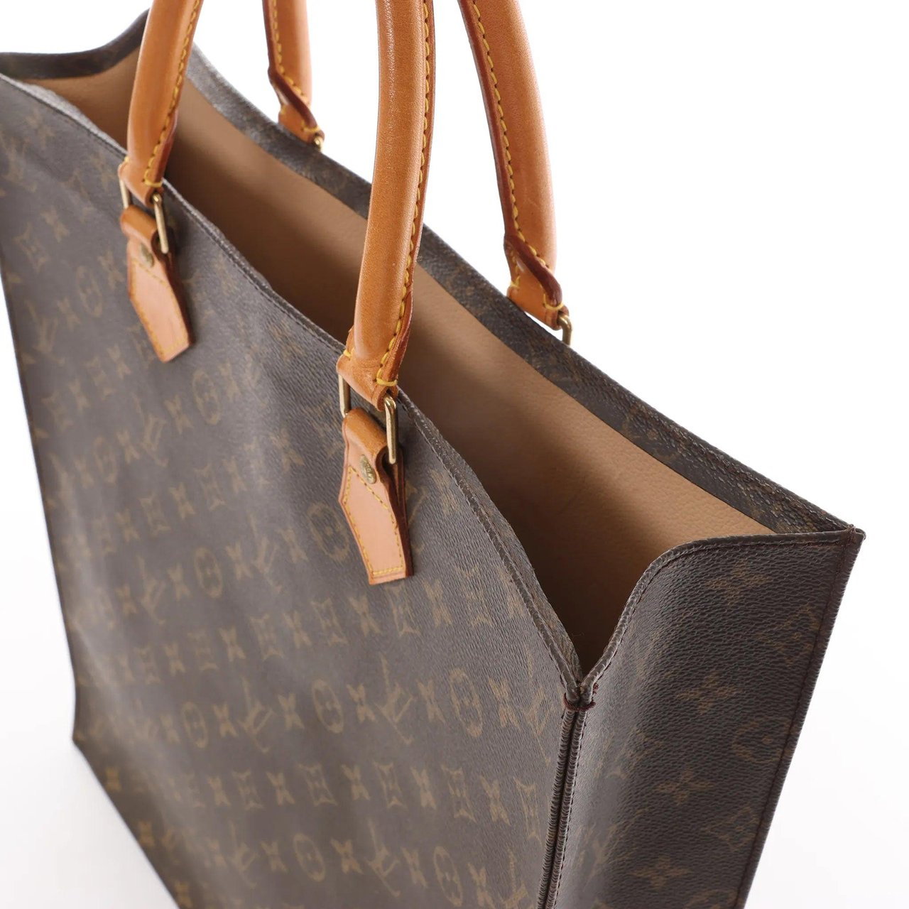 Louis Vuitton Louis Vuitton Sac Plat Monogram Canvas Handbag in Brown M51140 Bruin