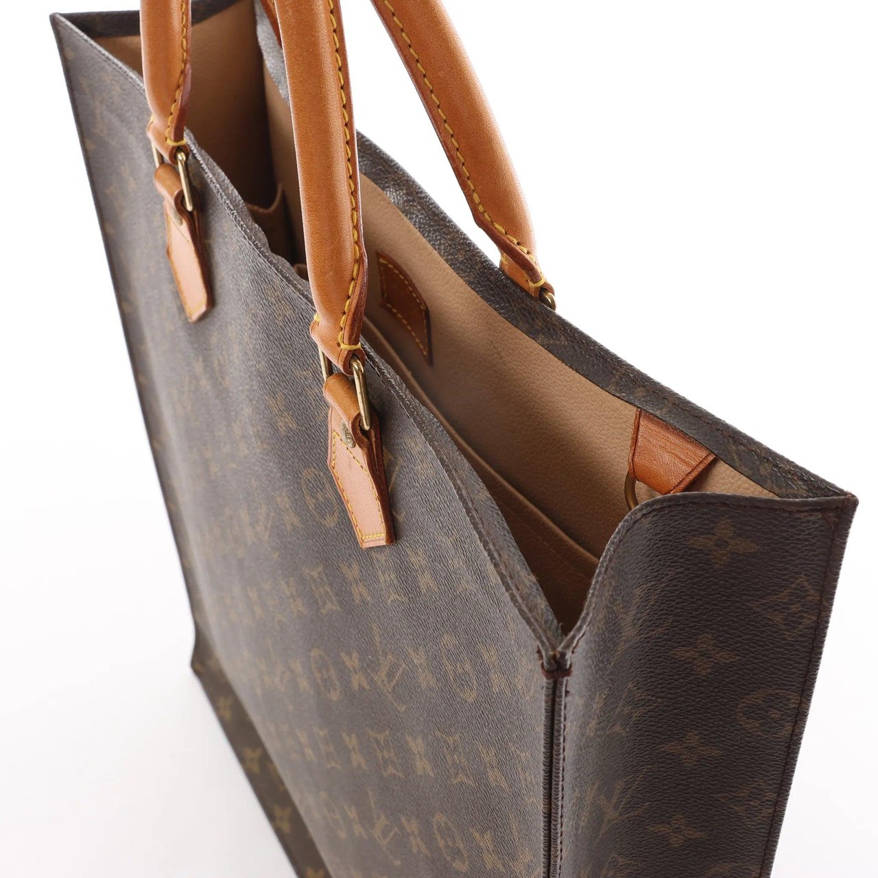 Louis Vuitton Louis Vuitton Sac Plat Monogram Canvas Handbag in Brown M51140 Bruin