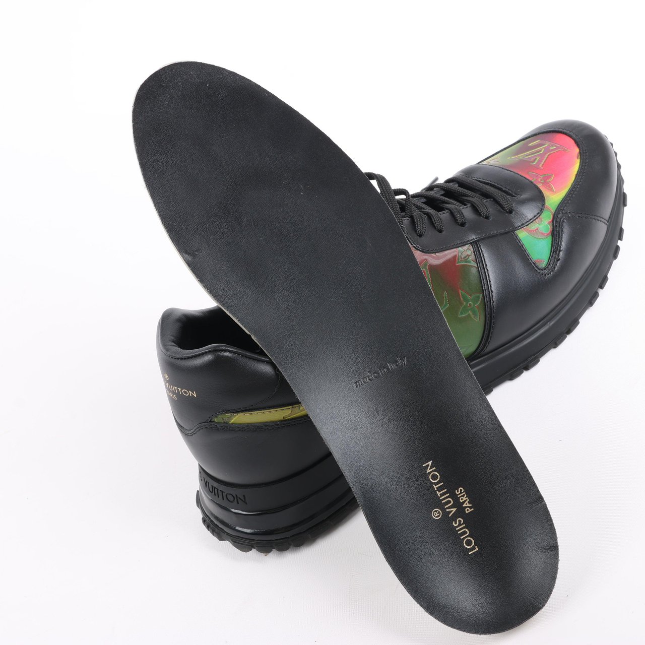 Louis Vuitton Louis Vuitton Runaway Line 20 years Monogram Rainbow Leather x Fabric Sneakers in Black x Multicolor GO0230, Size 45 EU Divers