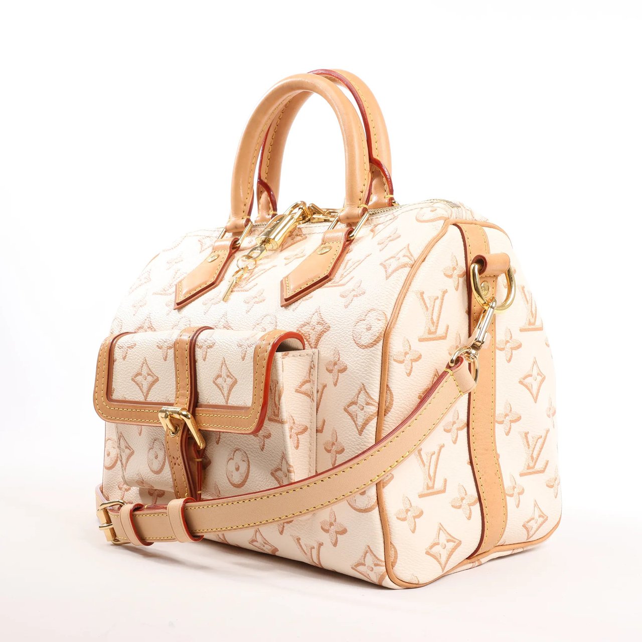 Louis Vuitton Louis Vuitton Speedy Bandouliere 25 Monogram Canvas Handbag in Beige M20919 Beige