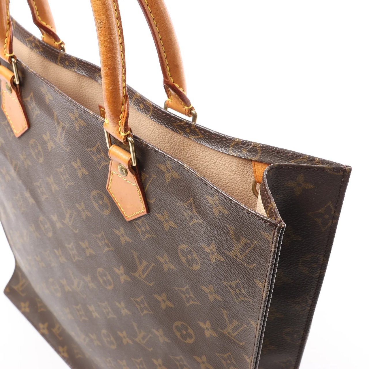 Louis Vuitton Louis Vuitton Sac Plat Monogram Canvas Handbag in Brown M51140 Bruin