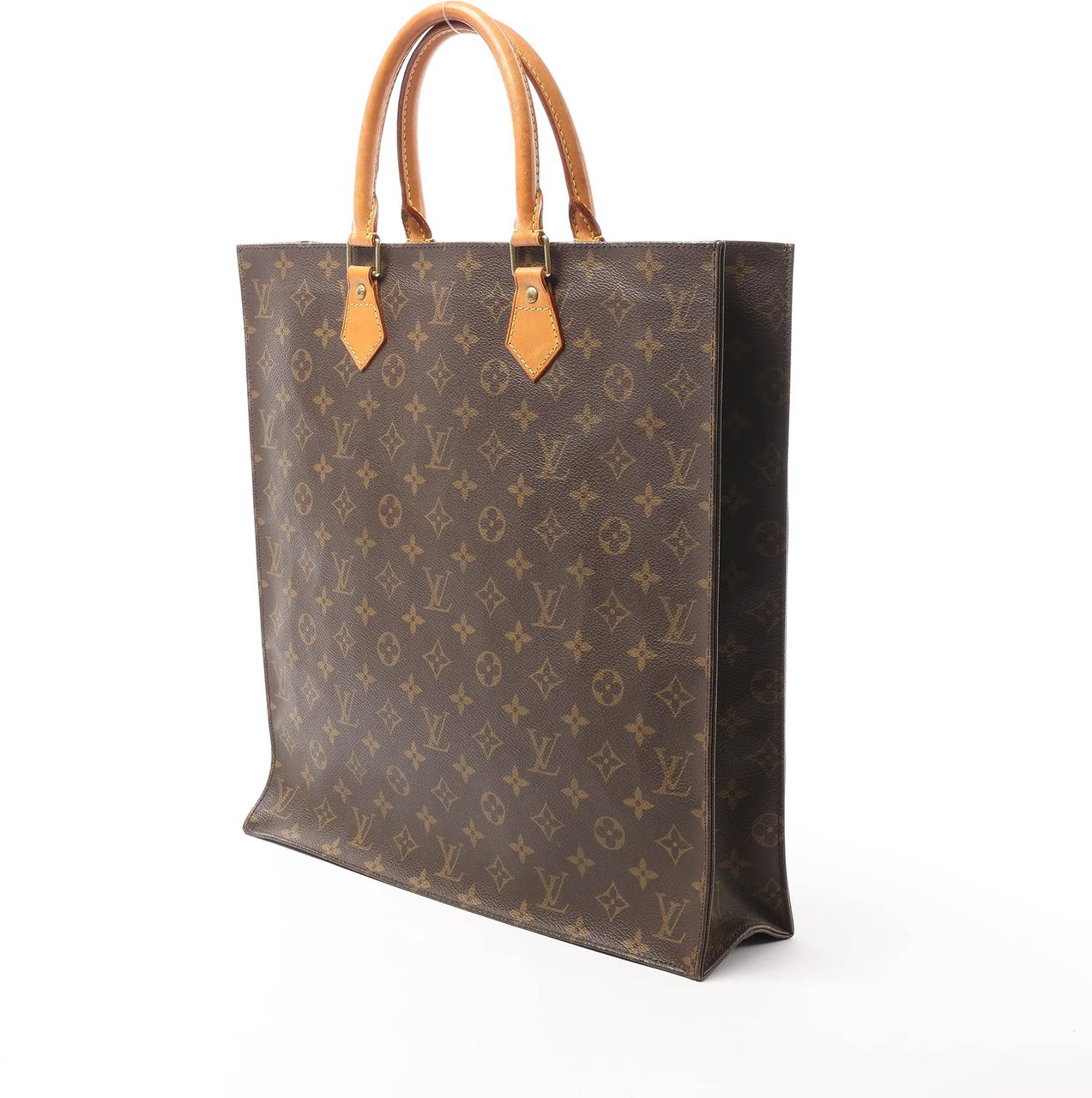 Louis Vuitton Louis Vuitton Sac Plat Monogram Canvas Handbag in Brown M51140 Bruin